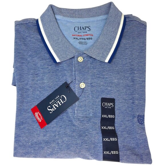 Chaps Other - Chaps Men's Polo Shirt Natural Stretch Birdseye Solid Varsity Blue Size XXL
